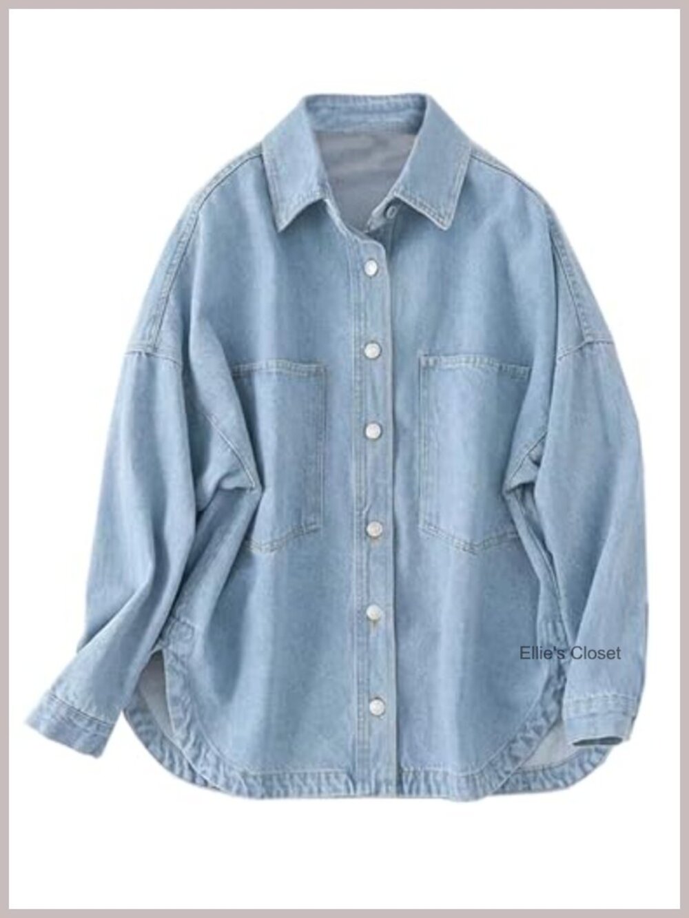 Oversized Denim Jean Jacket Shacket Button Down Long Sleeve Women Casual